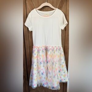 Tucker + Tate Ivory/Cream Dress with Multi-Colored Tulle Overlay in Size 7